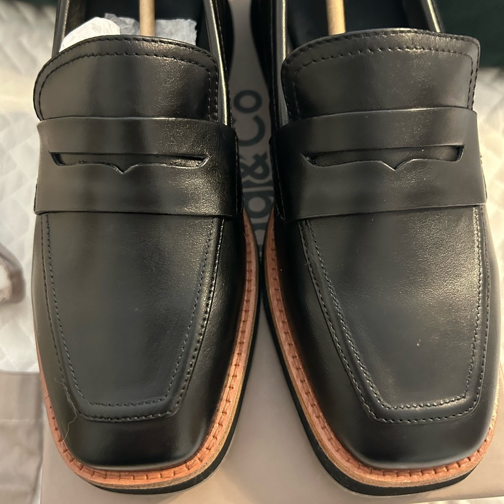 Rag &Co Genuine Black Leather Loafers